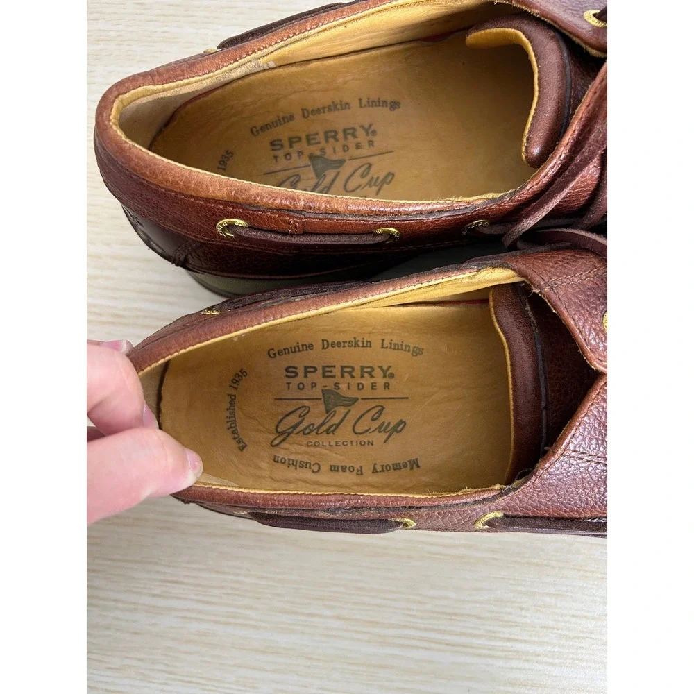 Sperry Boat Shoe Mens 12M Brown Gold Cup Authentic Original ASV Leather Nautical